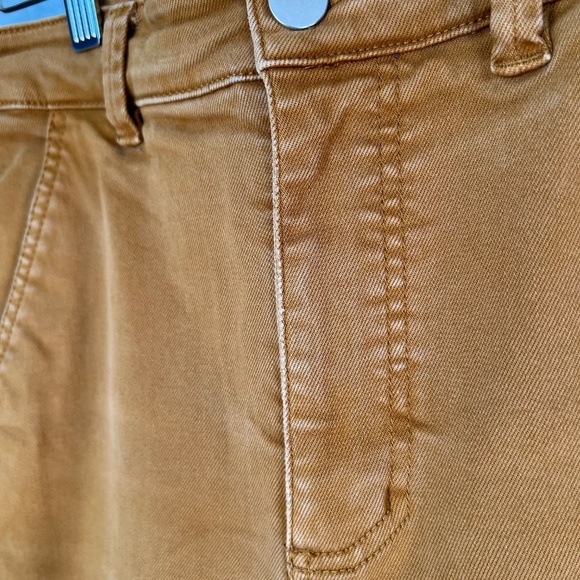 EVERLANE Straight Leg Twill Crop Pants in Mustard Gold Brown, Size 4 - Picture 4 of 8
